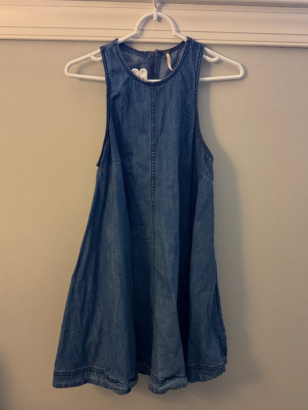 Free People Washed Denim Swing Mini Dress - Blue